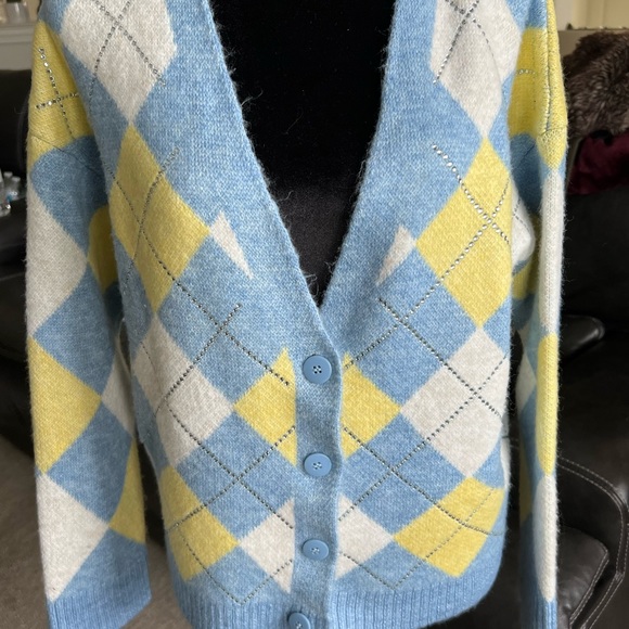 Mango Rhombus Cardigan with Strass Detailing Size Medium - Picture 2 of 5